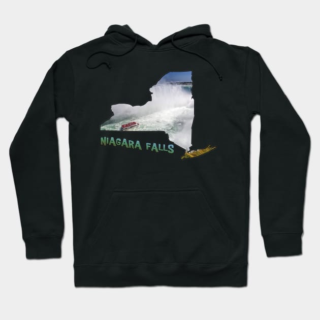 New York State Outline (Niagara Falls) Hoodie by gorff